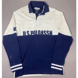 US Polo Assn Mens Long Sleeve Rugby Shirt Classic Fit Colorblock Logo Size Small
